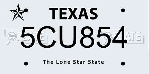 5CU854 Texas License Plate