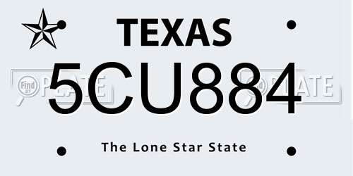 5CU884 Texas License Plate