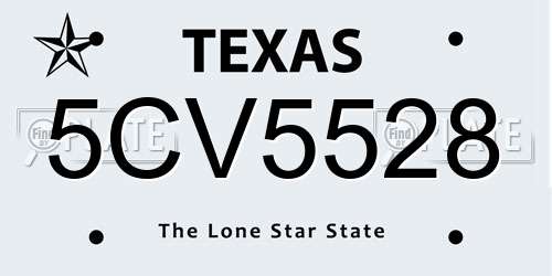 5CV5528 Texas License Plate