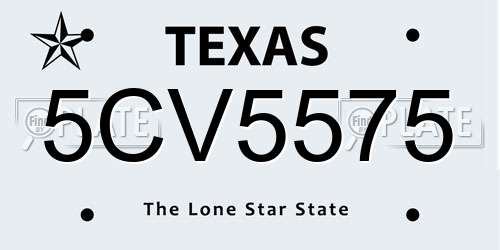 5CV5575 Texas License Plate