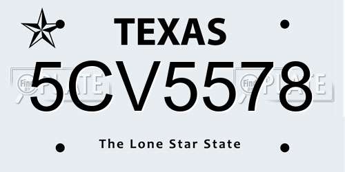 5CV5578 Texas License Plate
