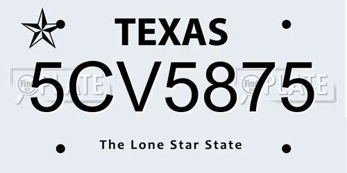 5CV5875 Texas License Plate