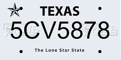 5CV5878 Texas License Plate