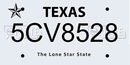 5CV8528 Texas License Plate
