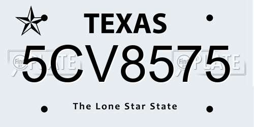 5CV8575 Texas License Plate