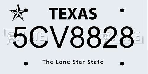5CV8828 Texas License Plate