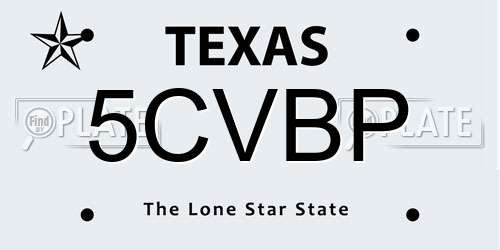 5CVBP Texas License Plate