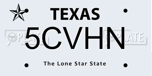 5CVHN Texas License Plate