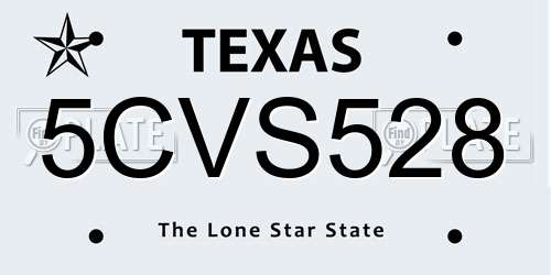 5CVS528 Texas License Plate