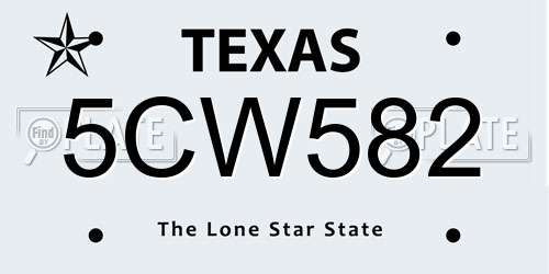 5CW582 Texas License Plate