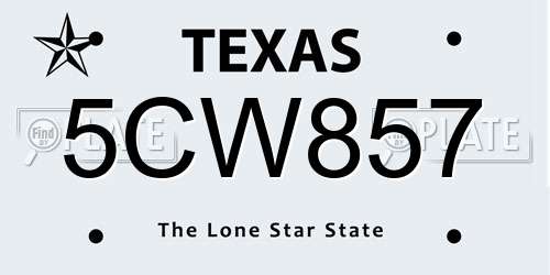 5CW857 Texas License Plate