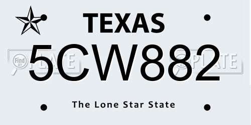5CW882 Texas License Plate