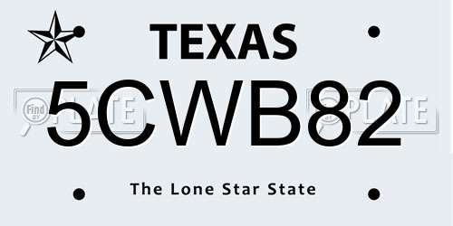 5CWB82 Texas License Plate