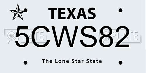 5CWS82 Texas License Plate