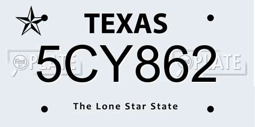 5CY862 Texas License Plate