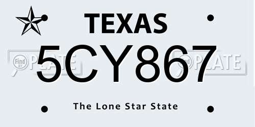 5CY867 Texas License Plate