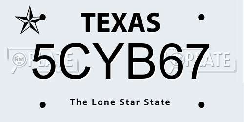5CYB67 Texas License Plate