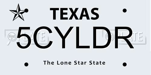 5CYLDR Texas License Plate