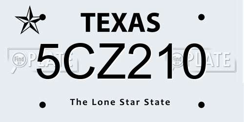 5CZ210 Texas License Plate