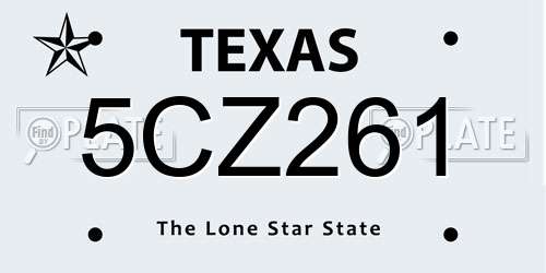 5CZ261 Texas License Plate