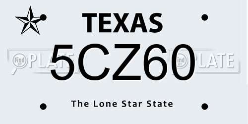 5CZ60 Texas License Plate