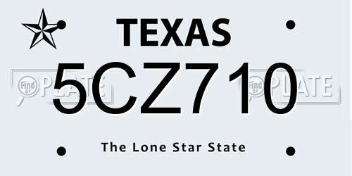 5CZ710 Texas License Plate