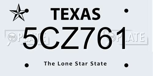 5CZ761 Texas License Plate