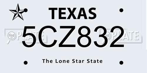 5CZ832 Texas License Plate