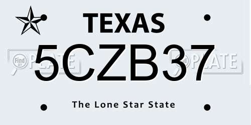 5CZB37 Texas License Plate