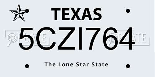 5CZI764 Texas License Plate