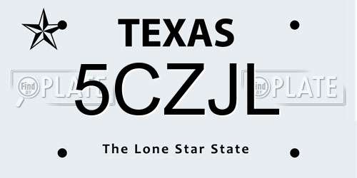 5CZJL Texas License Plate