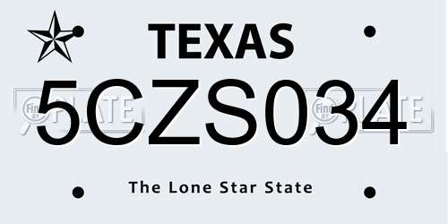 5CZS034 Texas License Plate