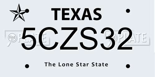 5CZS32 Texas License Plate