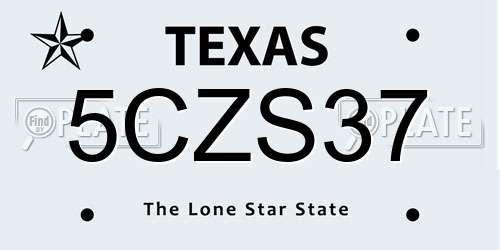 5CZS37 Texas License Plate