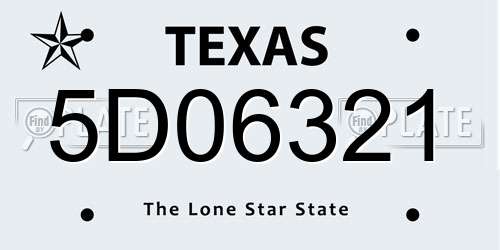 5D06321 Texas License Plate