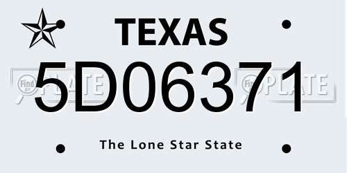5D06371 Texas License Plate