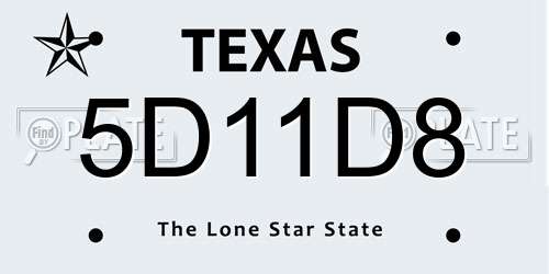 5D11D8 Texas License Plate