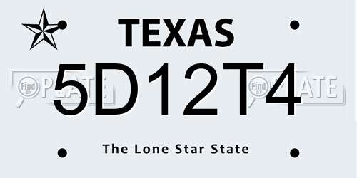 5D12T4 Texas License Plate