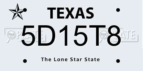 5D15T8 Texas License Plate