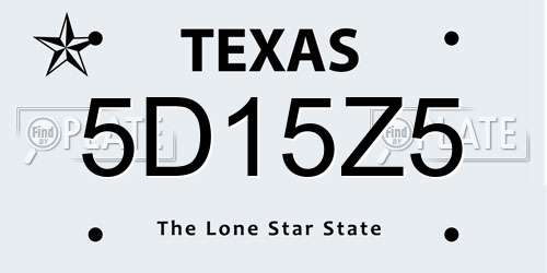 5D15Z5 Texas License Plate