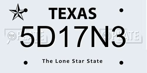 5D17N3 Texas License Plate