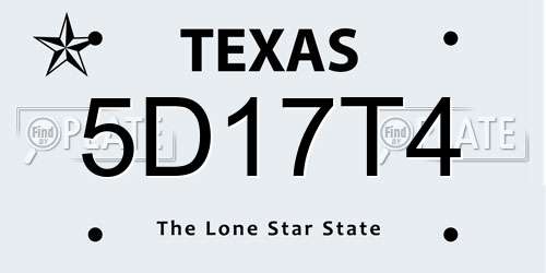5D17T4 Texas License Plate