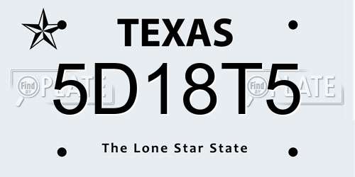 5D18T5 Texas License Plate