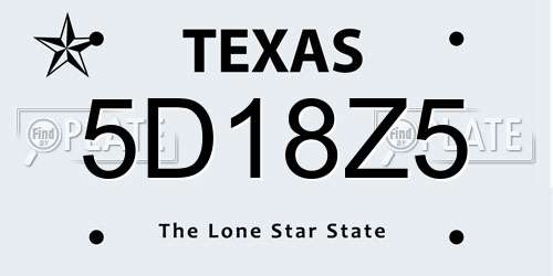 5D18Z5 Texas License Plate