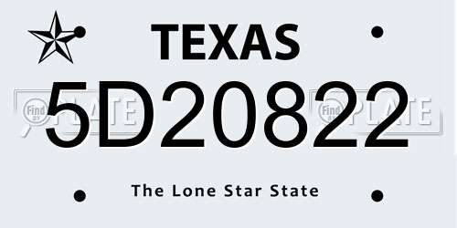 5D20822 Texas License Plate