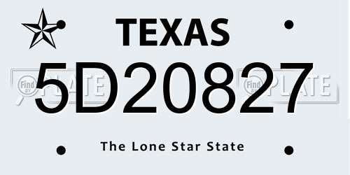 5D20827 Texas License Plate