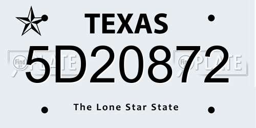 5D20872 Texas License Plate