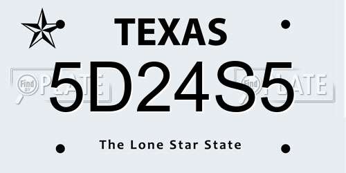 5D24S5 Texas License Plate