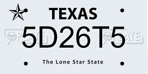 5D26T5 Texas License Plate