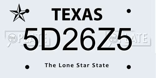 5D26Z5 Texas License Plate